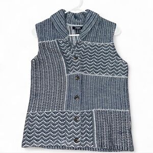 Chaps Navy and White Patterned Knit Vest